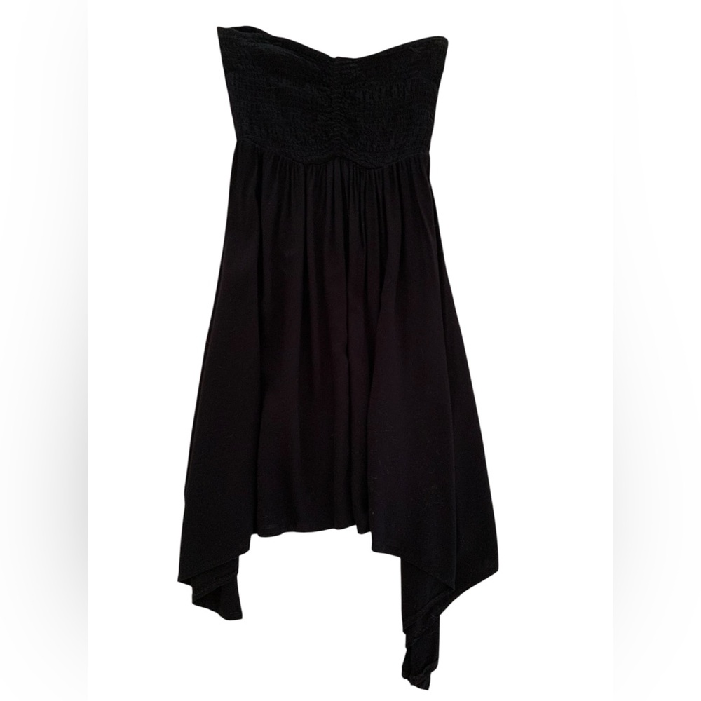 Rue21 Black Handkerchief Hem Strapless Smocked Sundress Small Boho